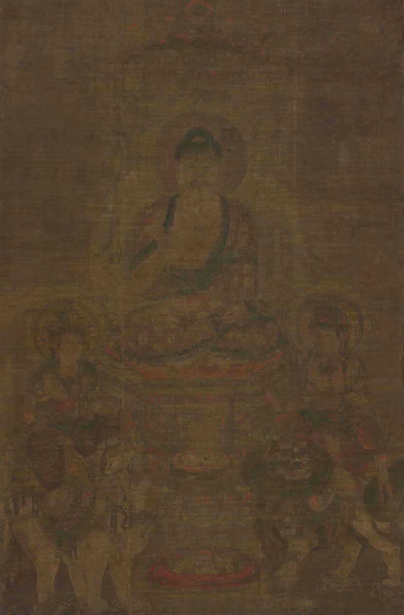 Triade di Shakyamuni: Buddha assistito da Manjushri e Samantabhadra da Unknown artist