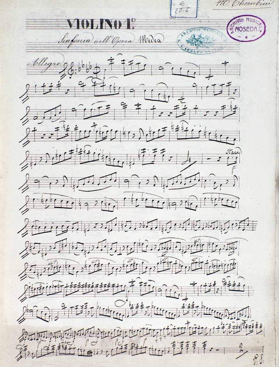 Spartito per il primo violino di Medea, opera di Luigi Cherubini da Unknown artist