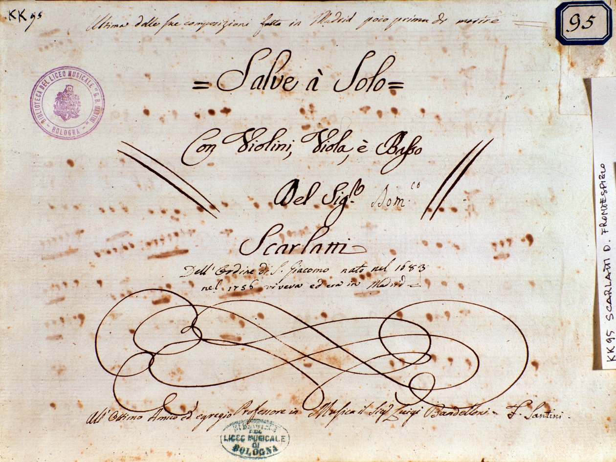Pagina di spartito musicale per Salve Regina di Domenico Scarlatti da Unknown artist