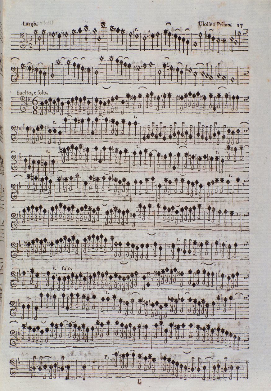 Pagina di spartito per violino in Sinfonia da chiesa e due violini di Francesco Manfredini da Unknown artist
