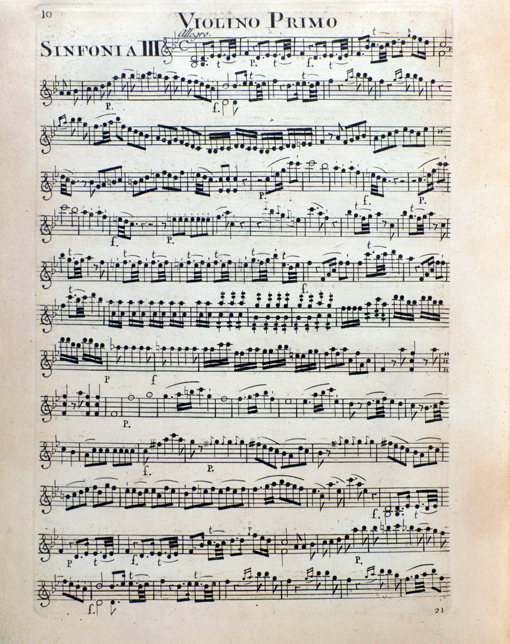 Pagina della partitura per violino della sinfonia n. 3 di Christian Cannabich da Unknown artist