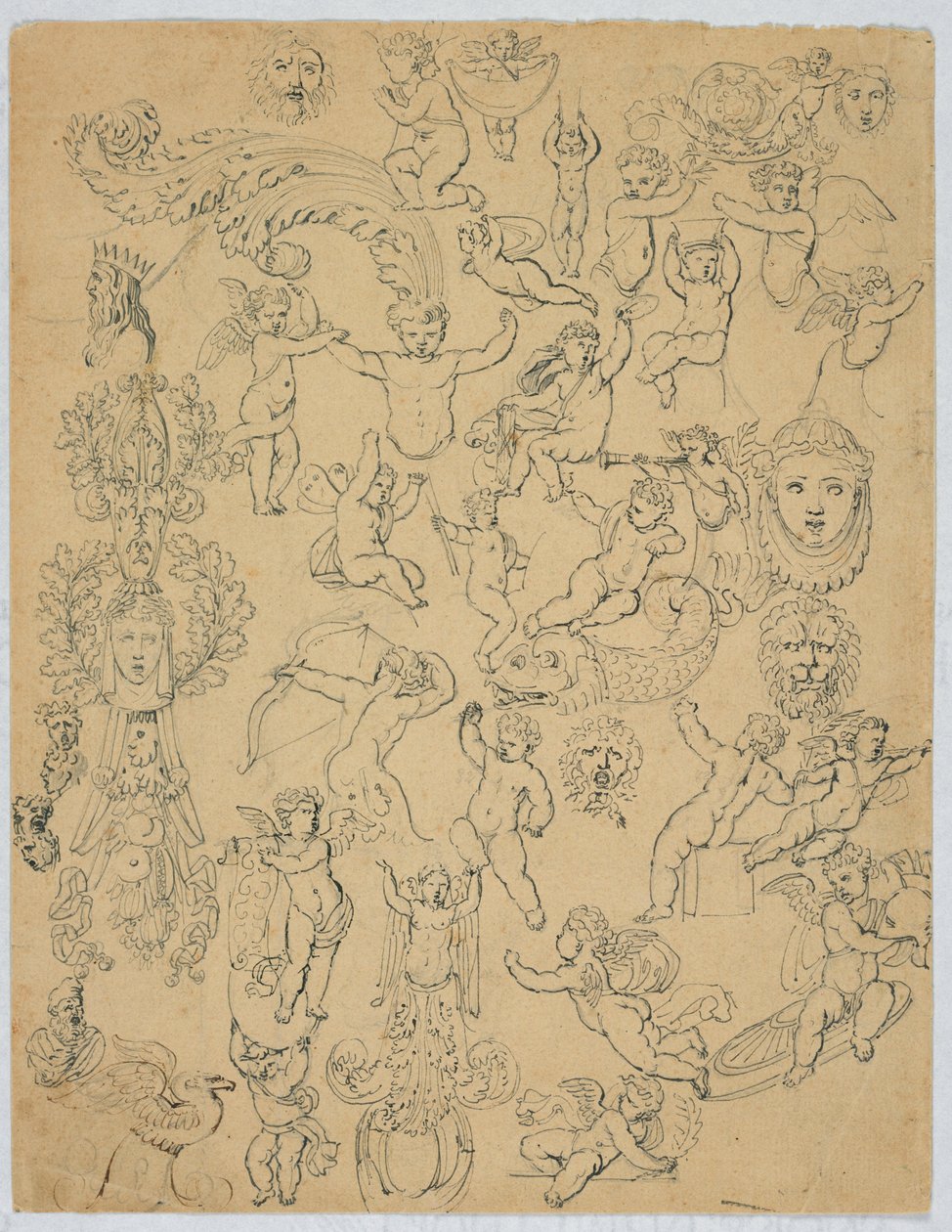 Foglio con putti e studi dall