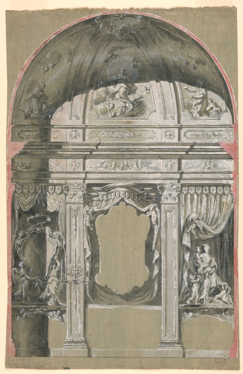 Cappella laterale, con figure di Carità, la Vergine e Santi da Unknown artist
