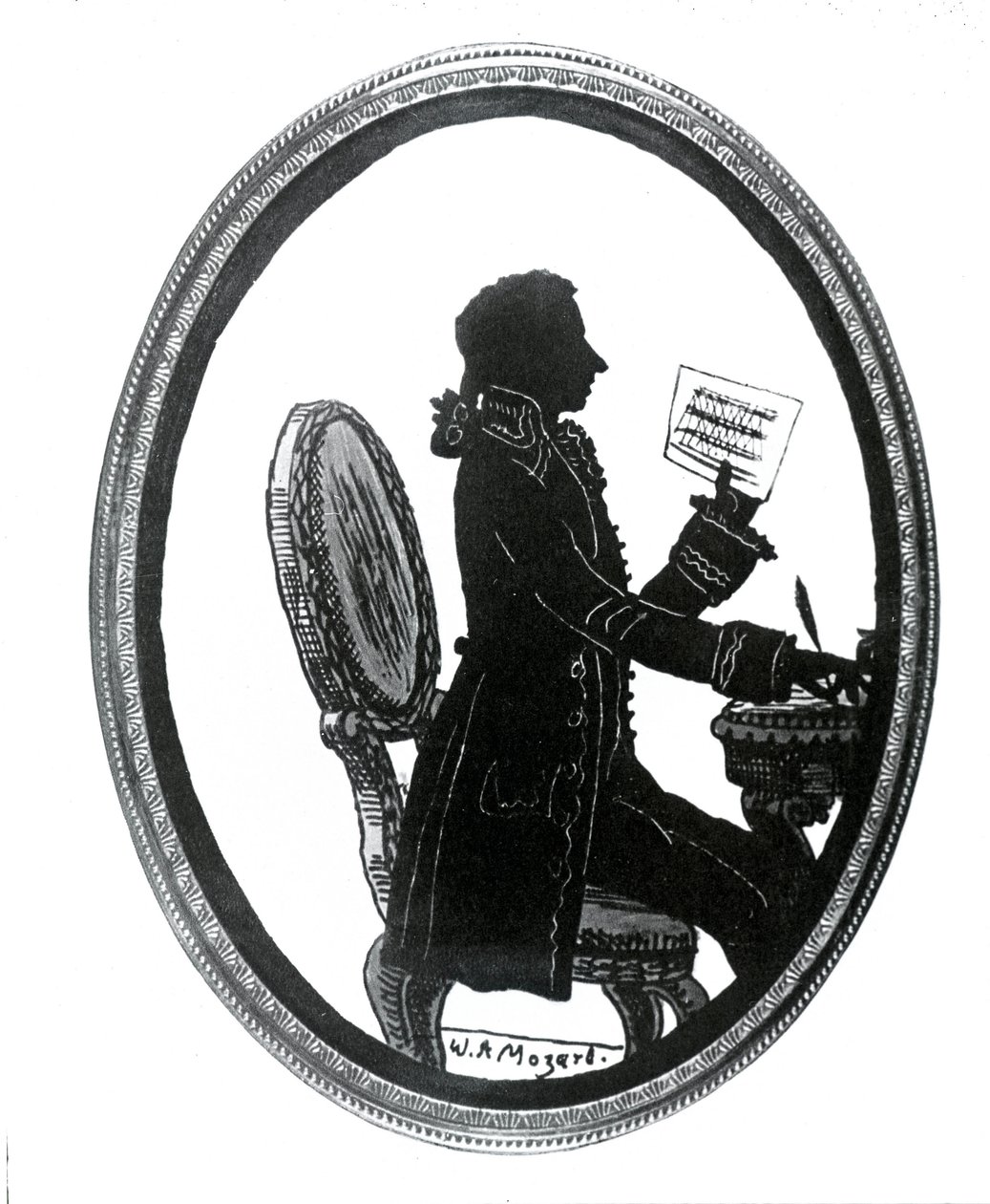 Silhouette del compositore Wolfgang Amadeus Mozart (1756 - 1791). da Unknown artist
