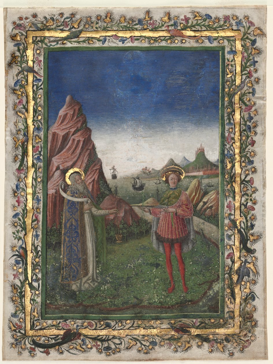 Foglio Singolo da un Messale: Due Santi Maschi da Unknown artist