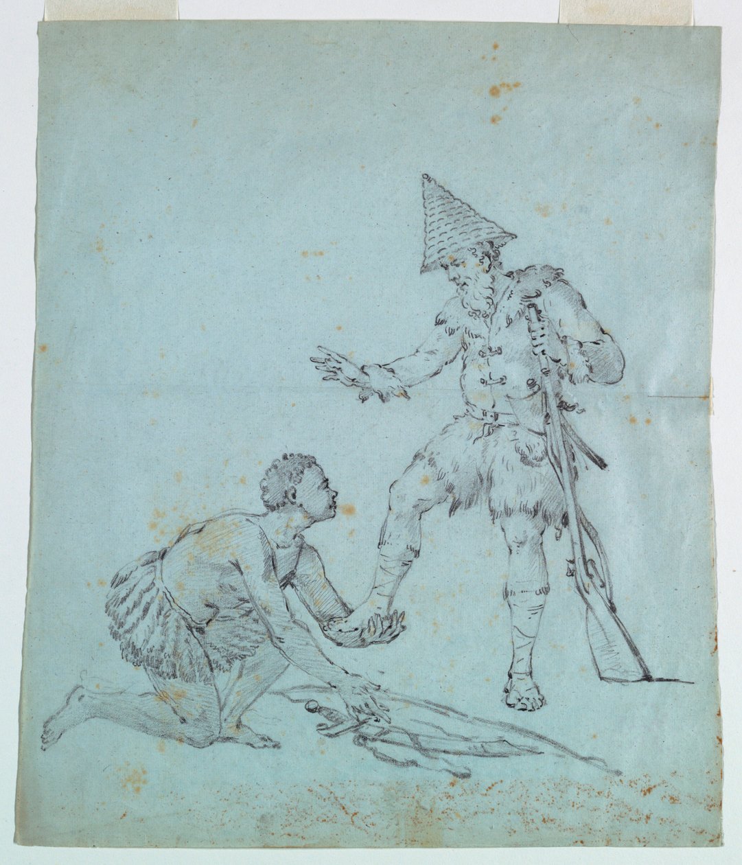 Schizzo per una stampa su cotone: Robinson Crusoe da Unknown artist