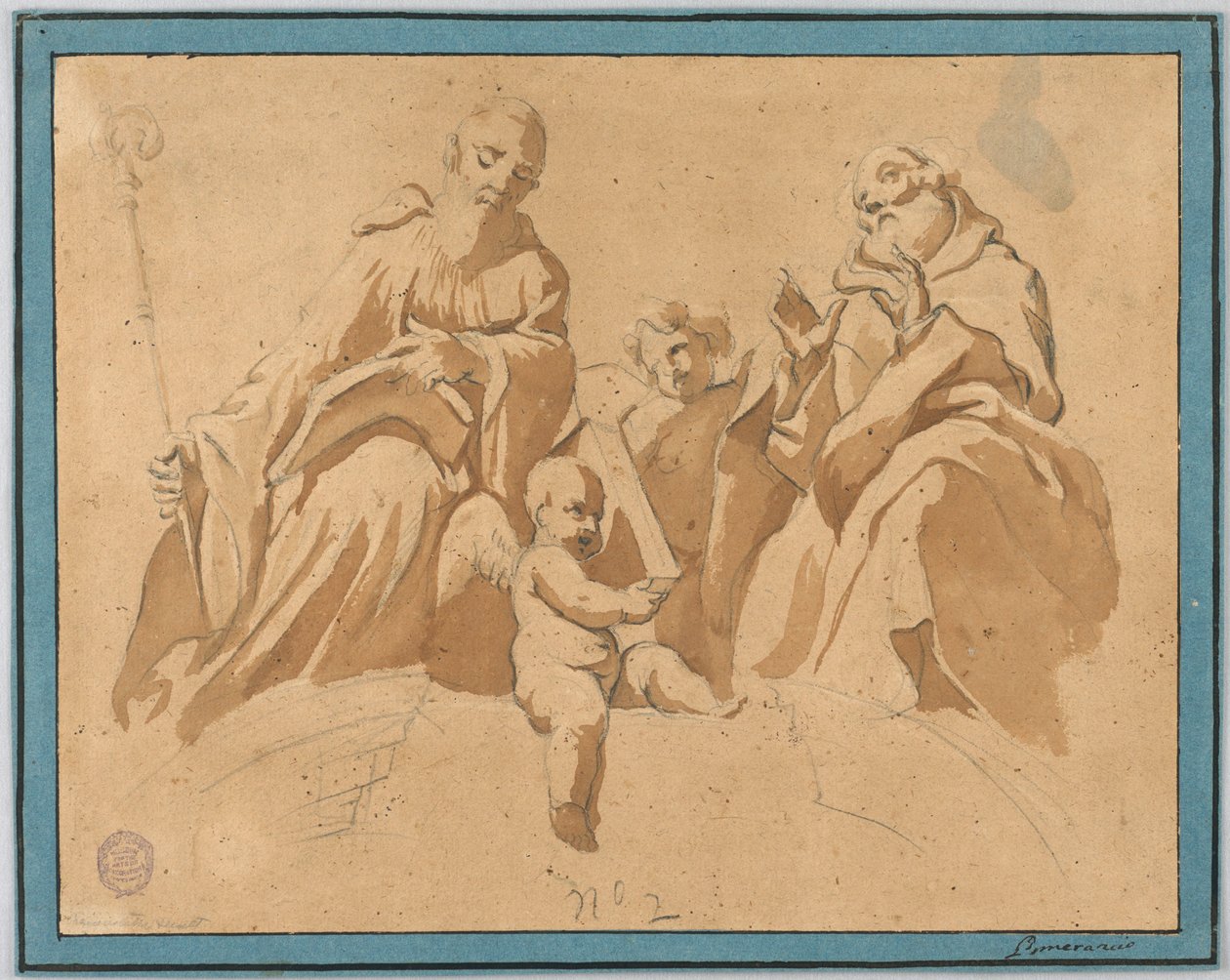 Schizzo per un dipinto murale: Due monaci santi da Unknown artist