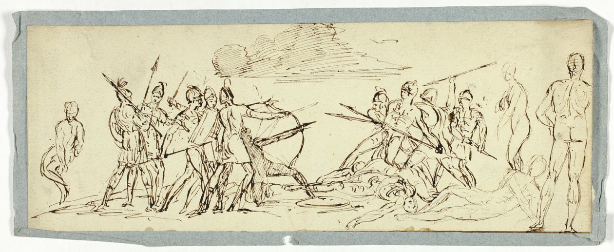 Schizzo di scena di battaglia (recto); Fregata (verso) da Unknown artist