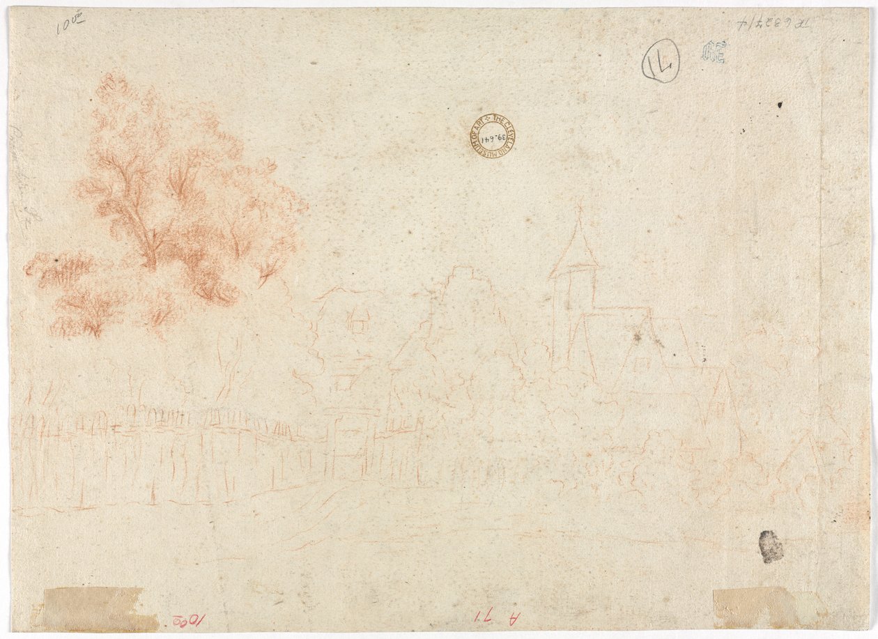 Schizzo di un Villaggio (verso) da Unknown artist