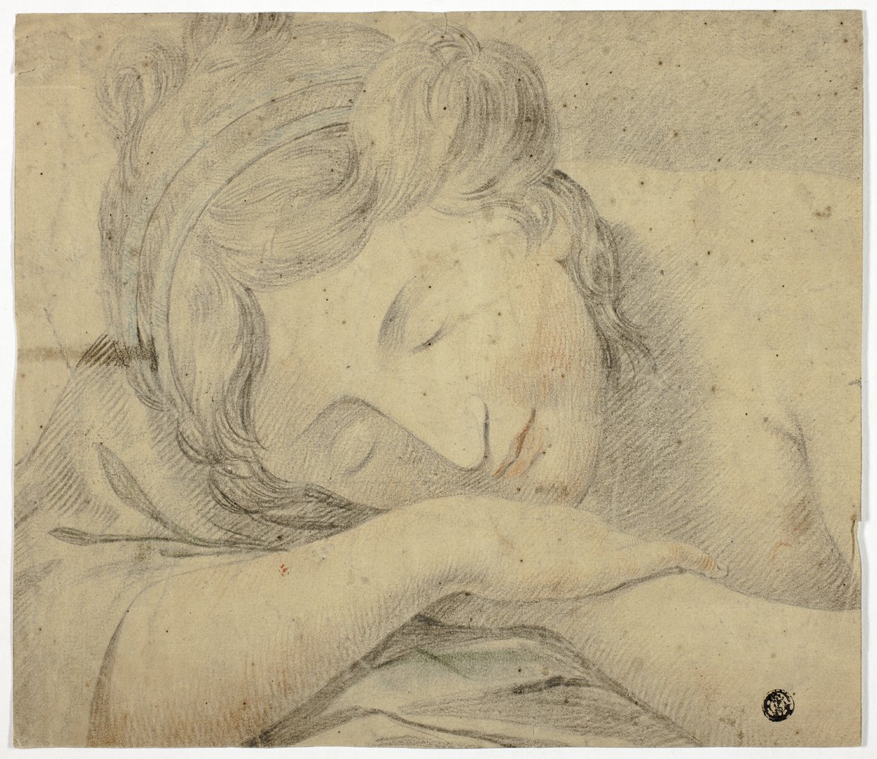 Donna addormentata con la testa sulle braccia da Unknown artist