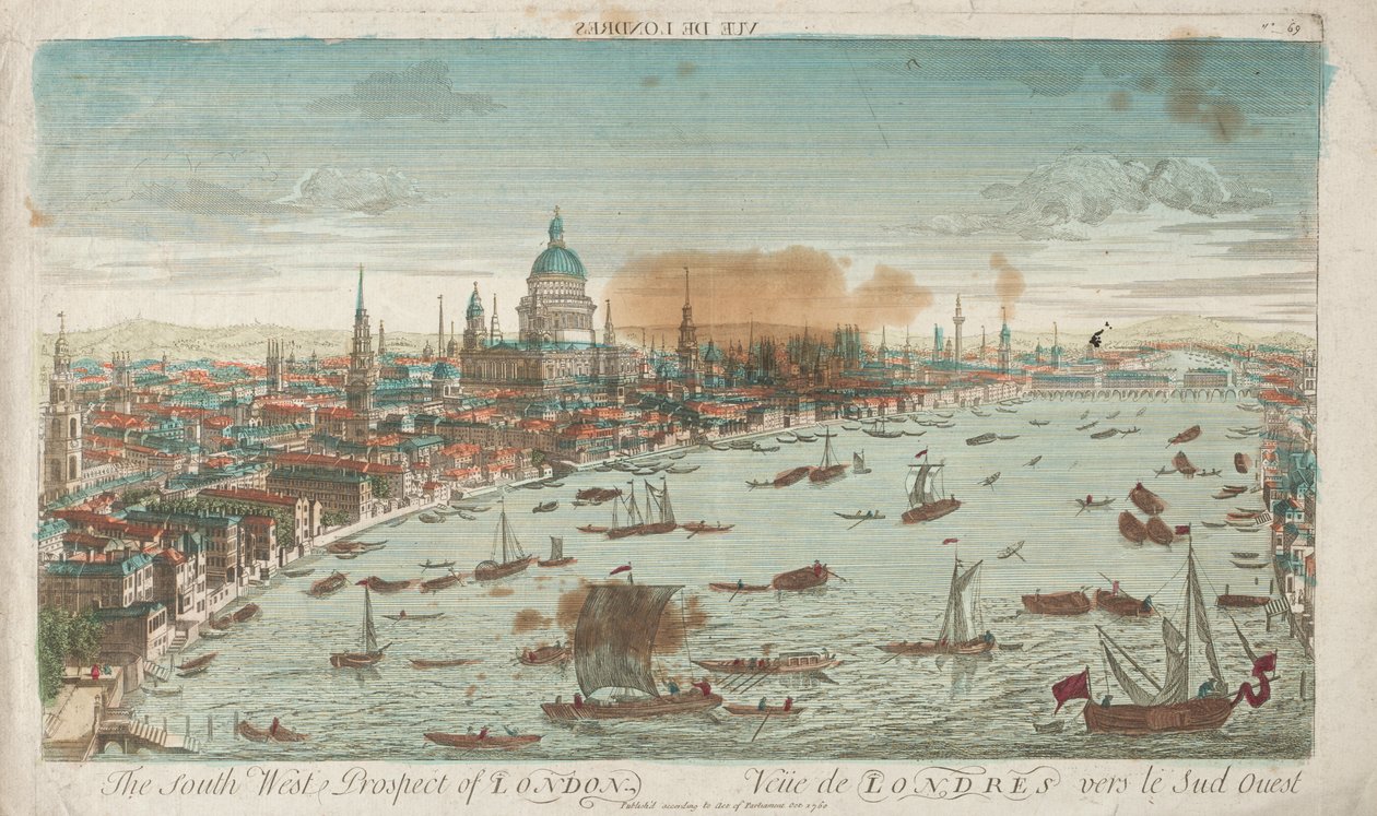 Prospetto sud-ovest di Londra da Unknown artist