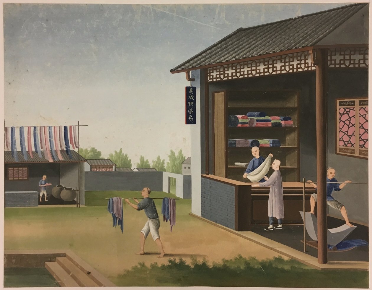 Filatura del tessuto, preparazione delle foglie di tè, preparazione della seta da Unknown artist
