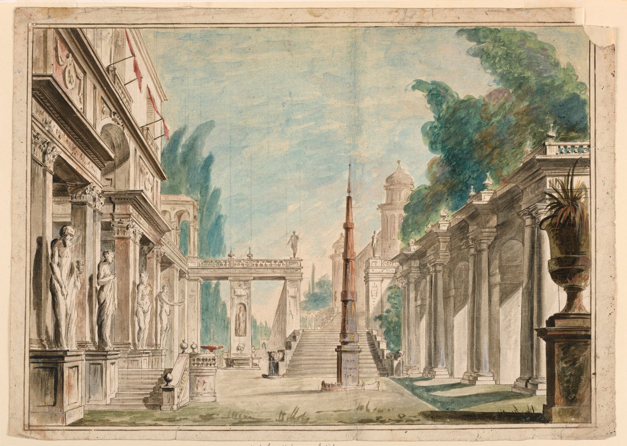 Scenografia, Edificio Adiacente al Paesaggio del Parco da Unknown artist