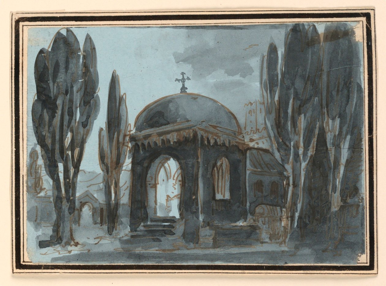 Progetto scenico, cappella nel cimitero della chiesa da Unknown artist