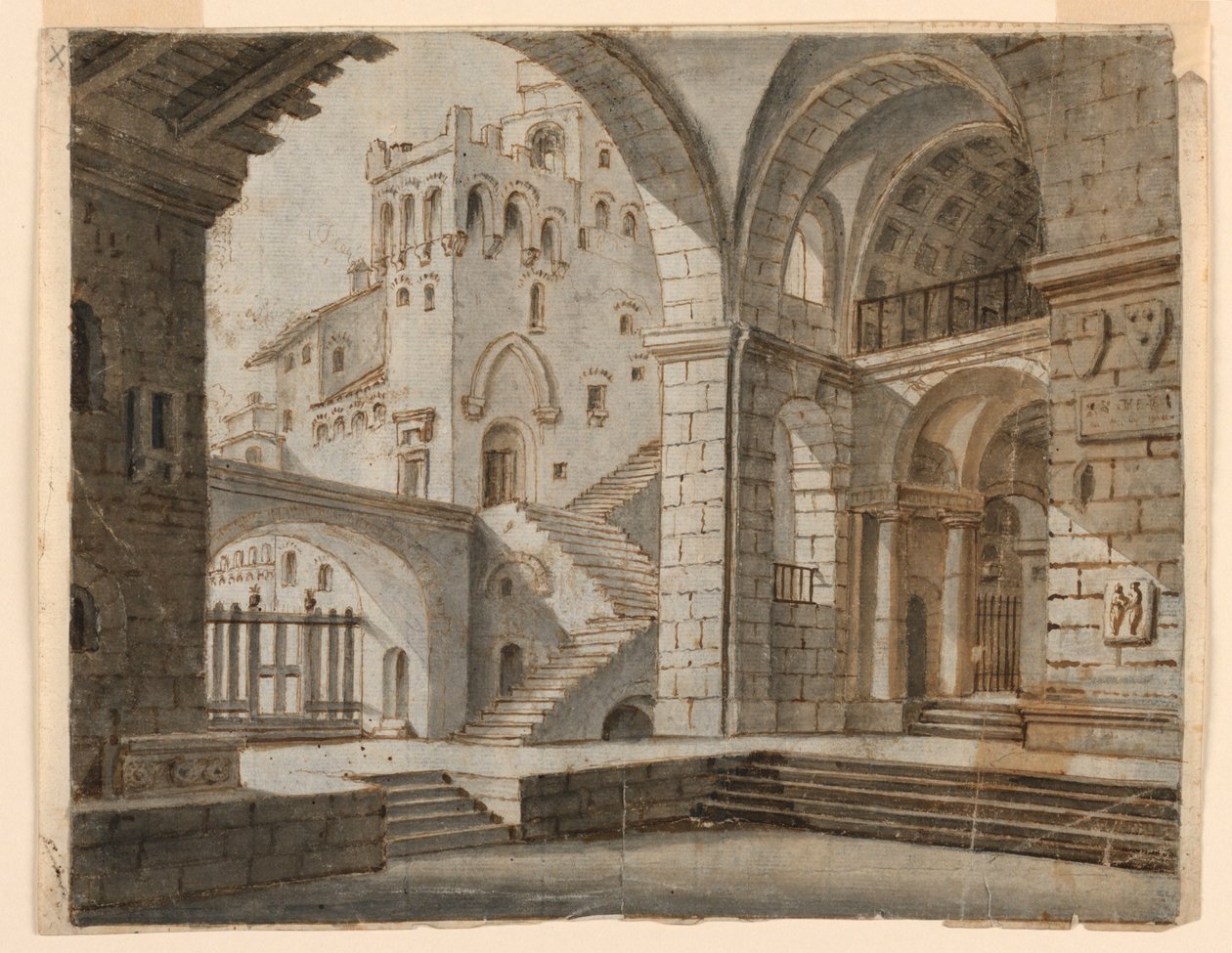 Progetto scenografico: Corte in castello gotico da Unknown artist