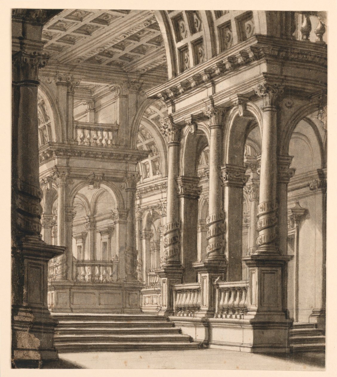 Scenografia, interno di un edificio da Unknown artist