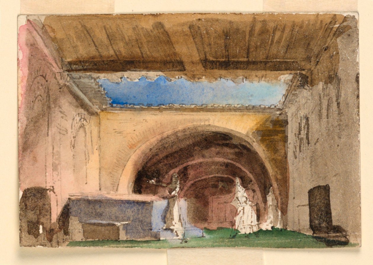Scenografia, interno di una casa e corte da Unknown artist