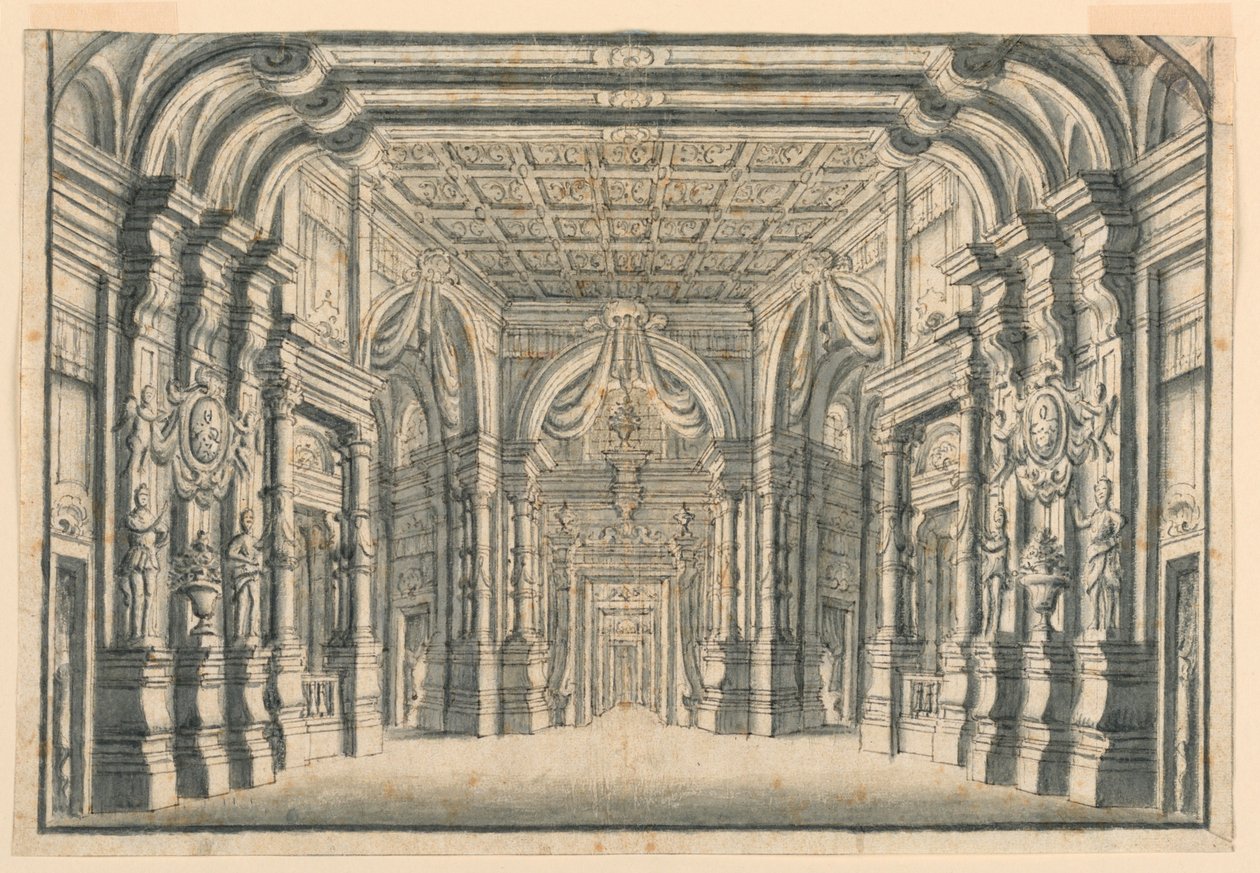 Scenografia: Interno delle sale del palazzo da Unknown artist