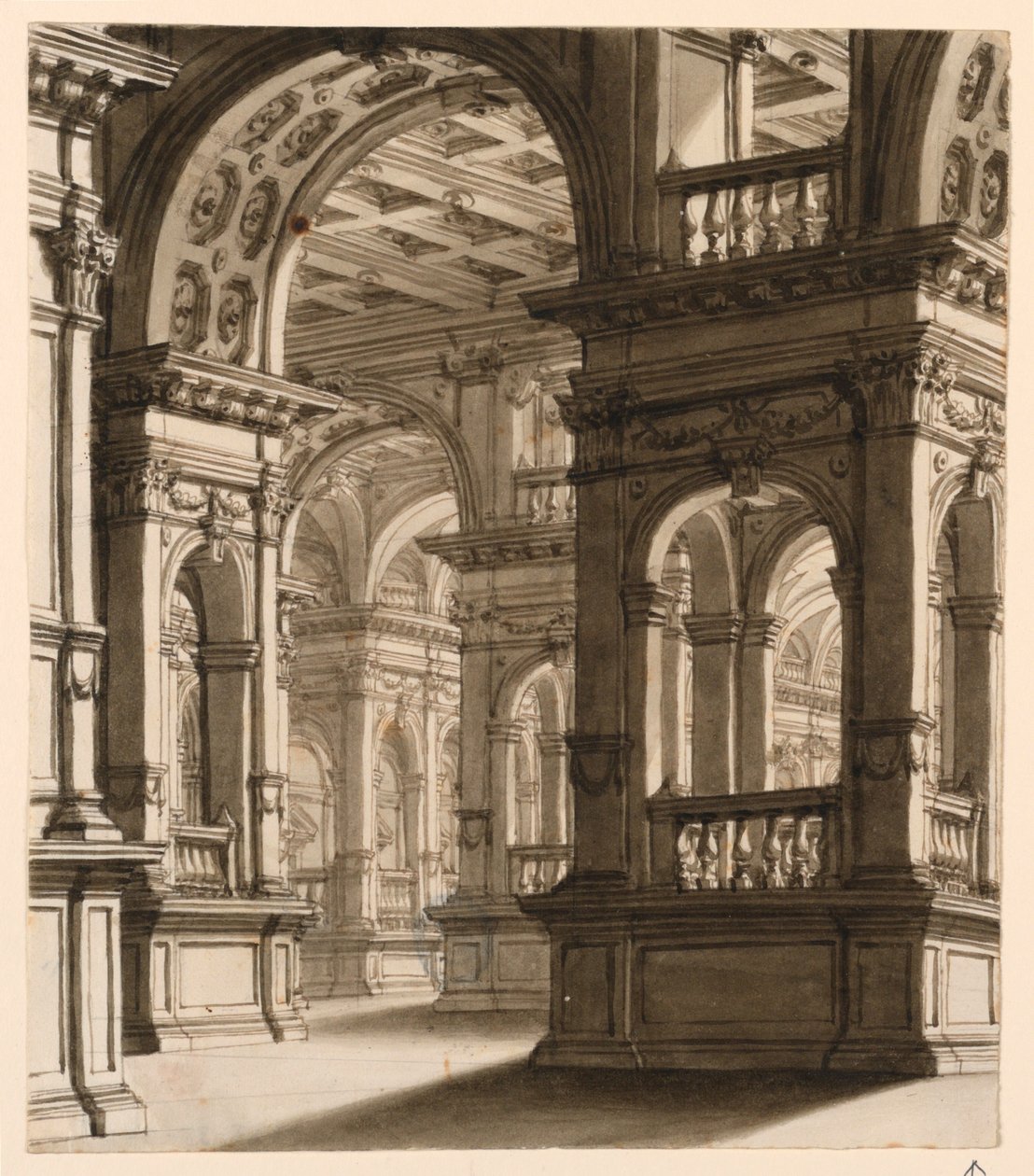 Scenografia, Interno di un Portico Rinascimentale da Unknown artist