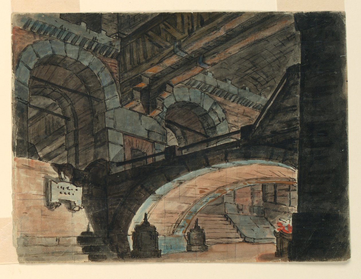 Scenografia, interno di una prigione da Unknown artist