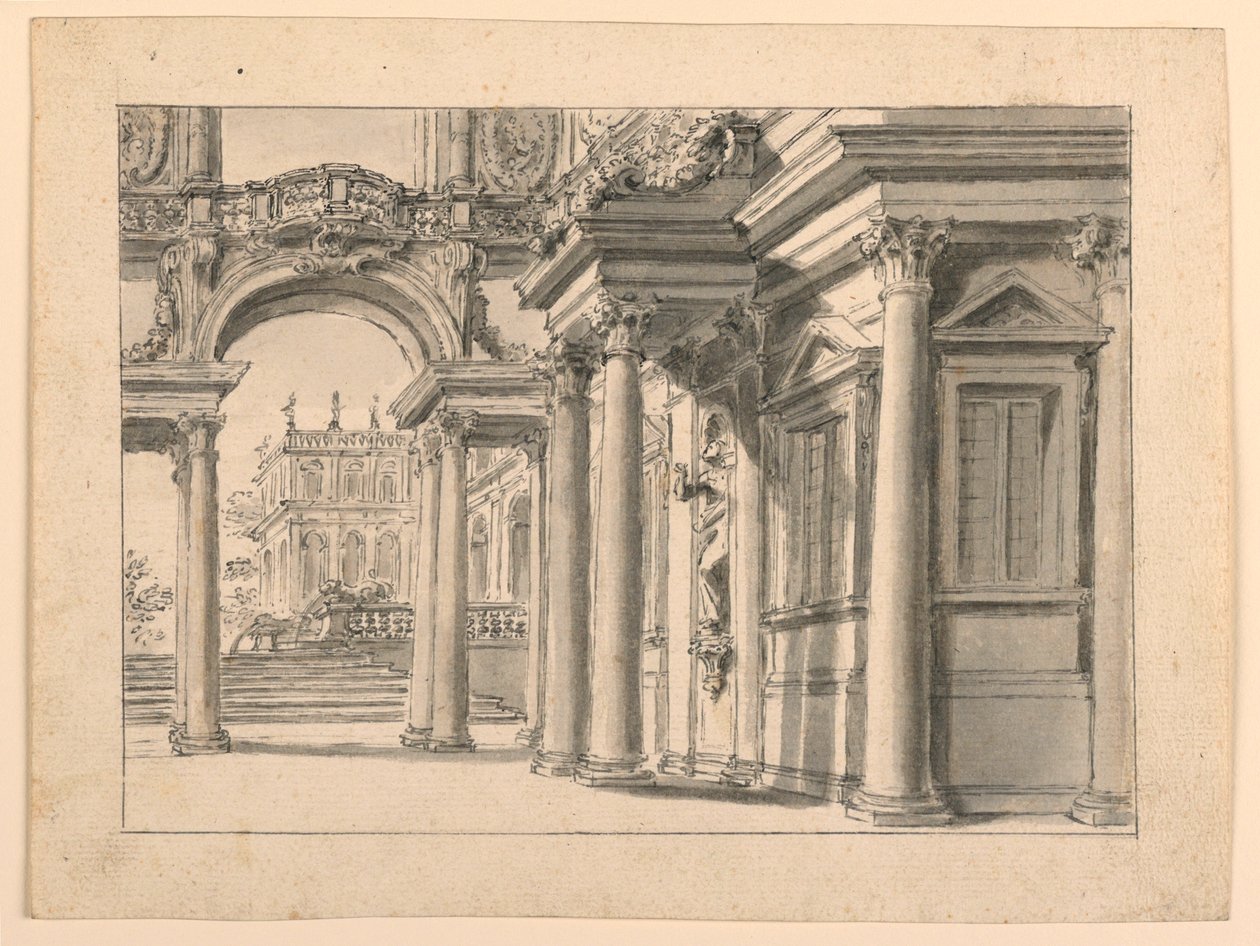 Scenografia: Architettura del giardino del palazzo da Unknown artist