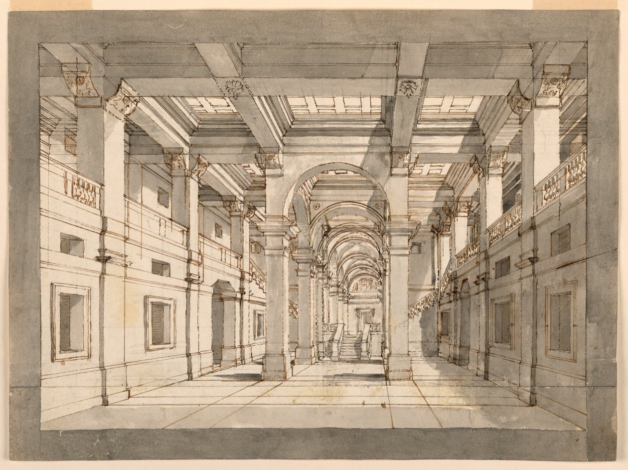 Scenografia, interno di un palazzo da Unknown artist