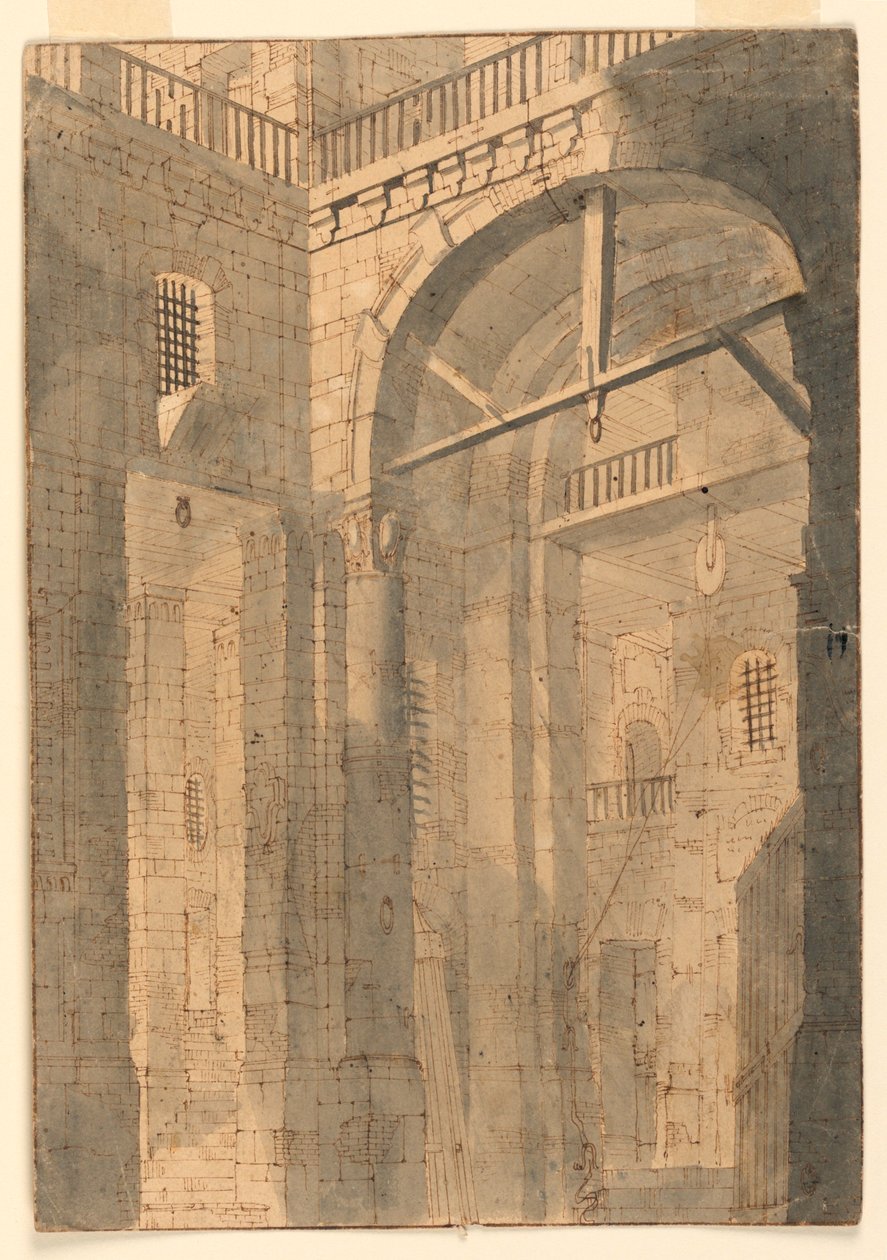 Scenografia, sala della prigione da Unknown artist