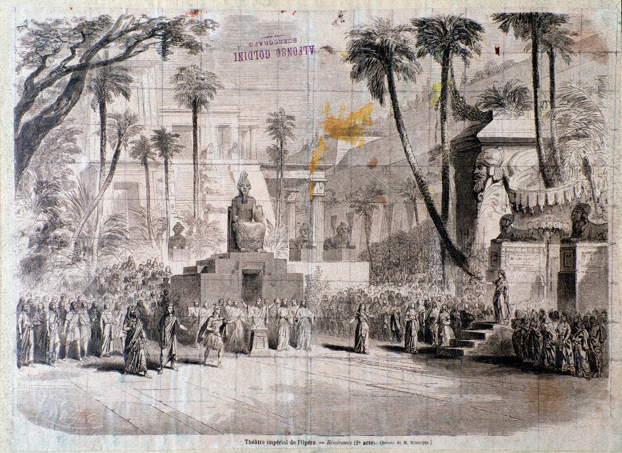Scenografia per il secondo atto di Semiramide, opera di Gioacchino Rossini da Unknown artist