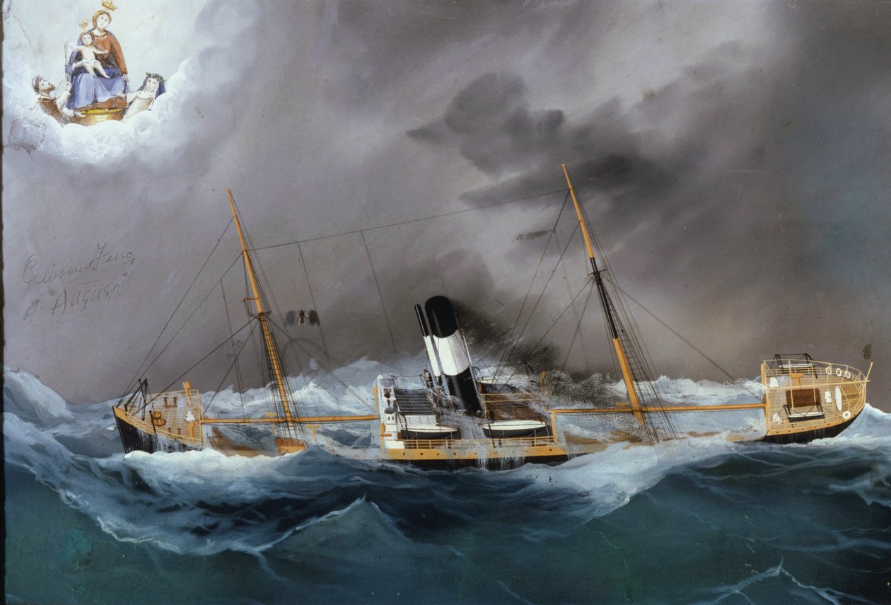 Battello a vapore in una tempesta da Unknown artist
