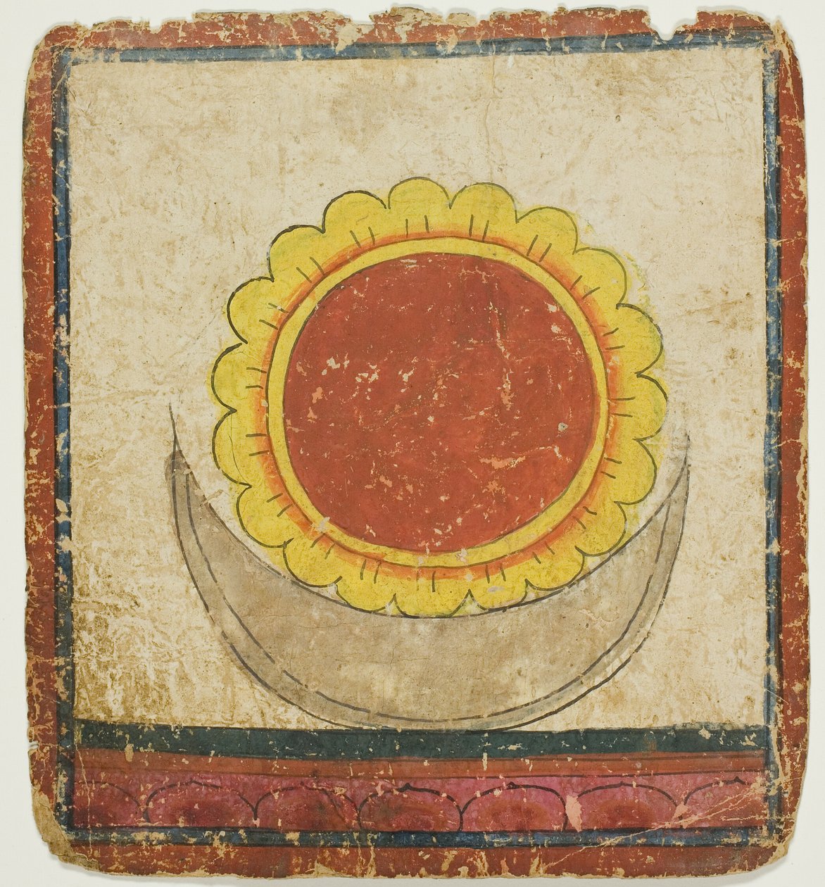 Sole, Luna e Loto sul Trono di Loto, da un set di carte iniziatiche (Tsakali) da Unknown artist