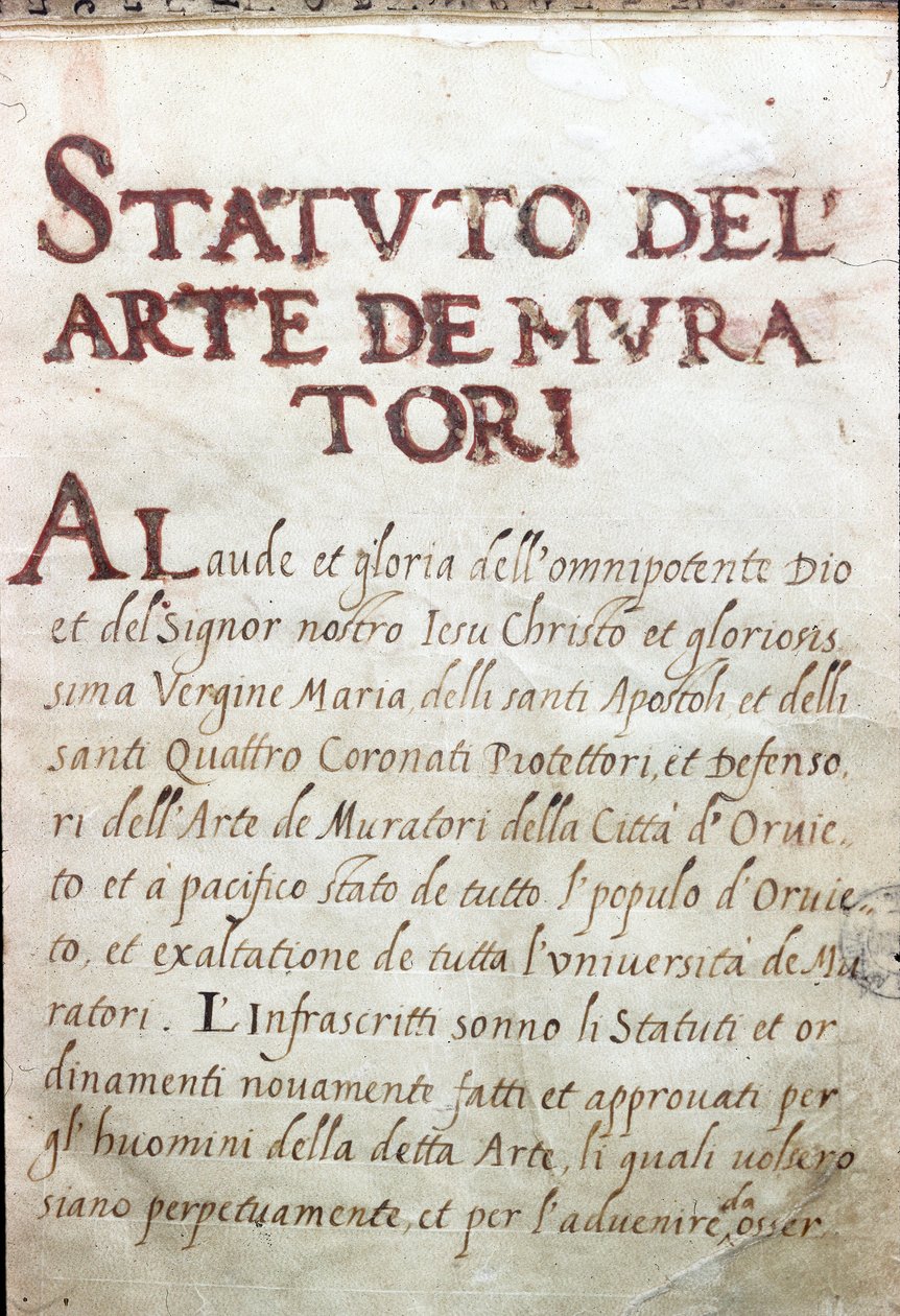 Tavola delle corporazioni, stato dei muratori della città di Orvieto, Italia da Unknown artist