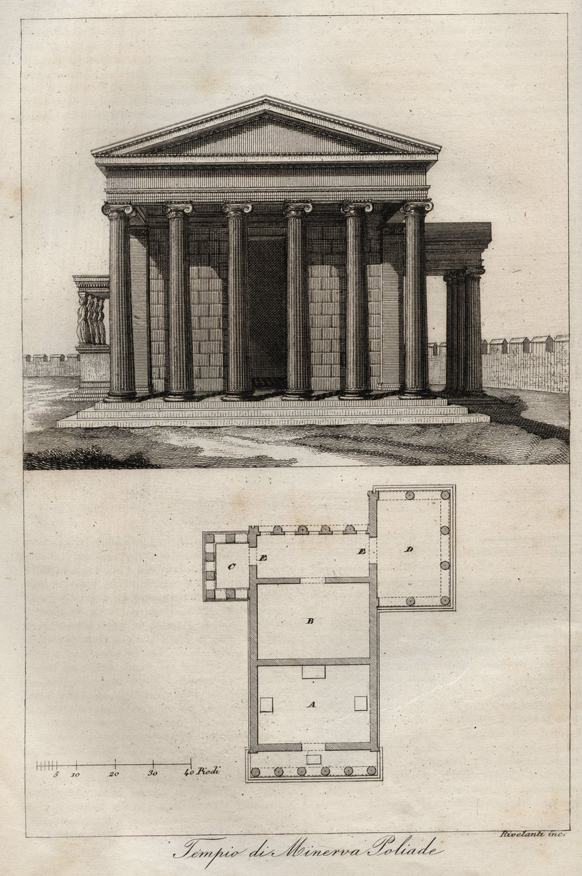 Tempio di Atena Polias - Acropoli di Atene - (Antico Tempio di Atena) - incisione da "Usi e Costumi di Tutti i Popoli dell