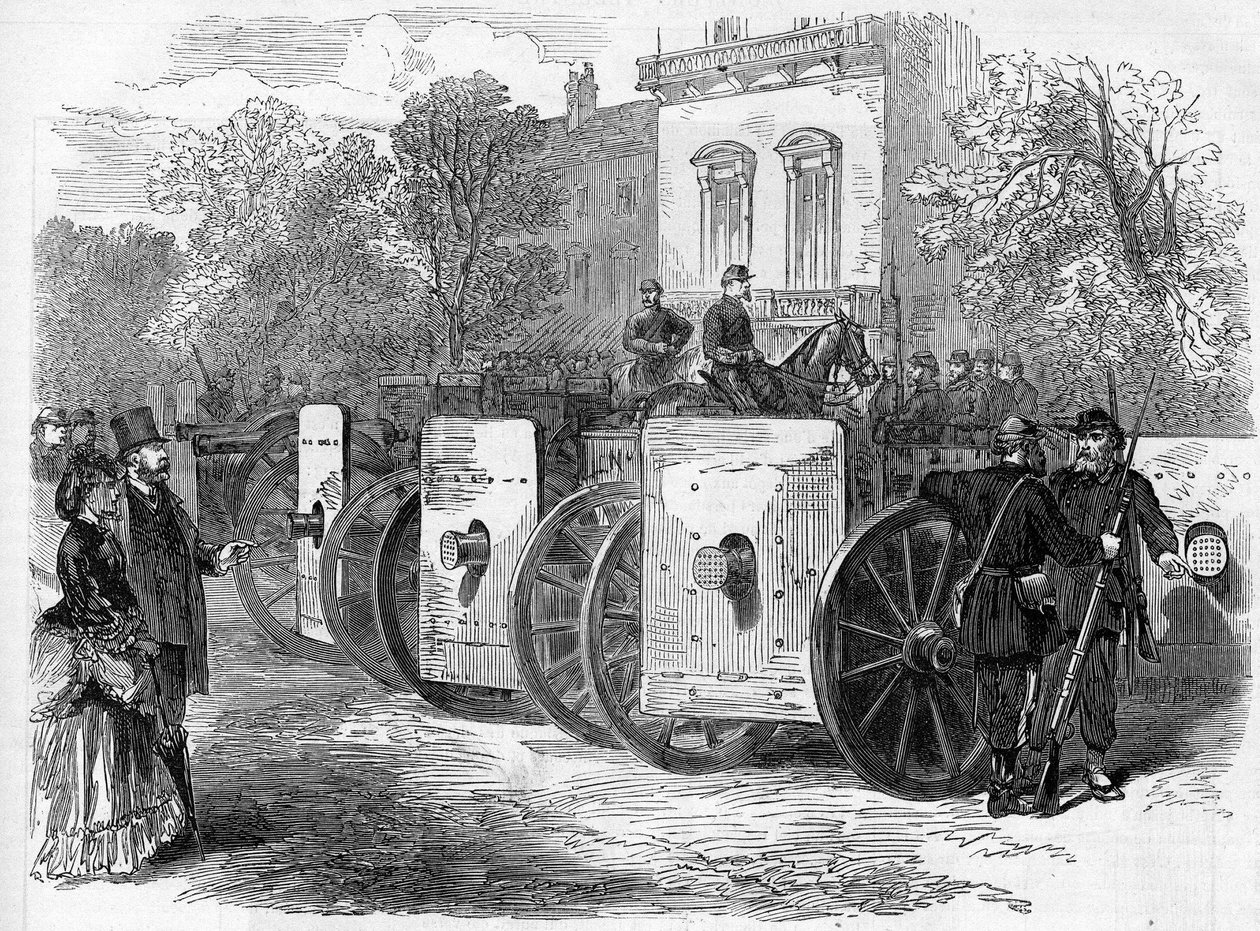 La Comune di Parigi nel 1871. Mitragliatrice corazzata usata dai federati (comunardi) da Unknown artist