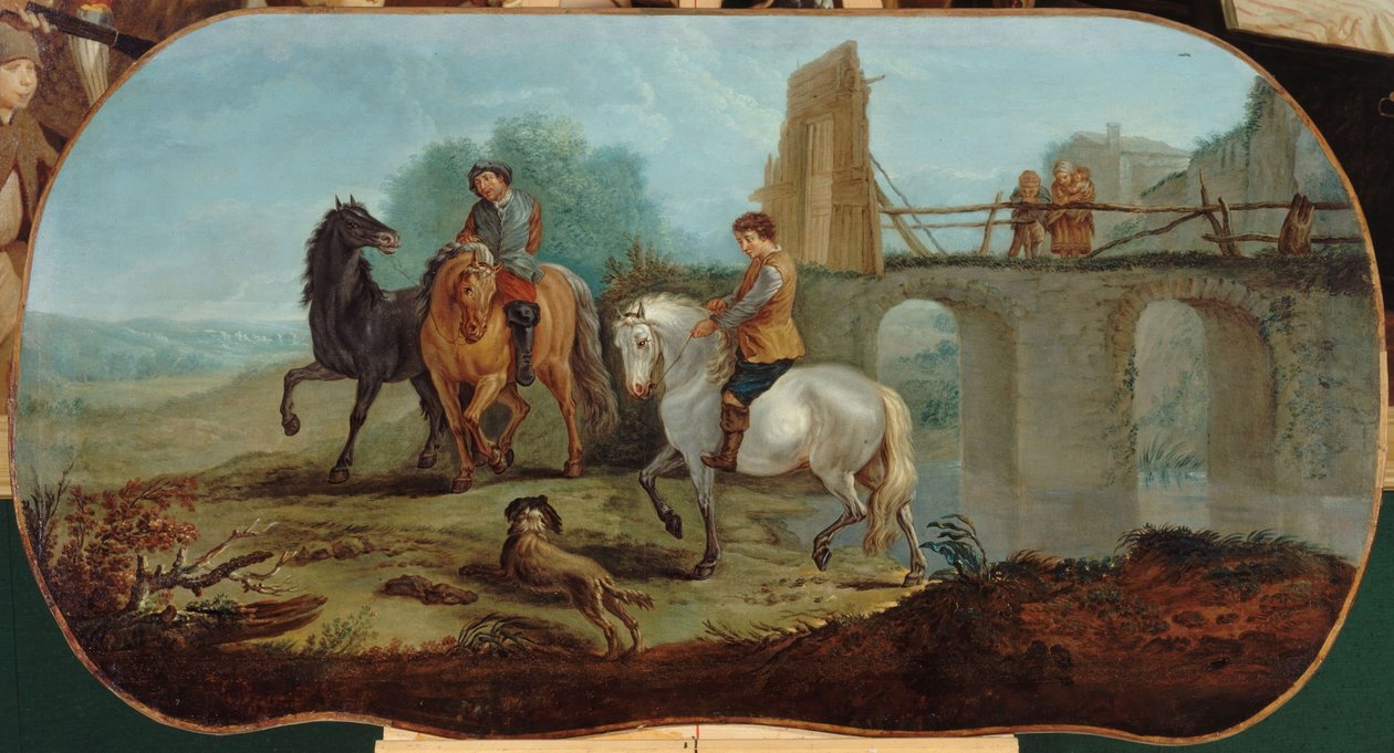 Il dressage dei cavalli, tra il 1701 e il 1800 (olio su tela) da Unknown artist