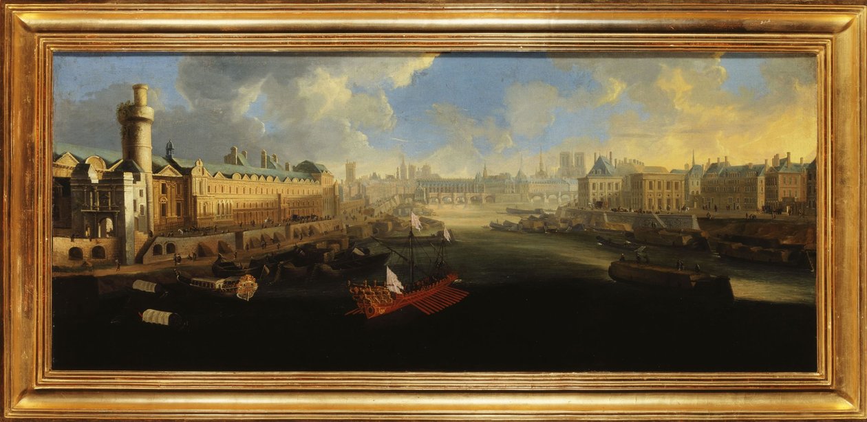 La Grande Galerie del Louvre, con la Porte Neuve, il Pont-Neuf, la Cité, il Collège des Quatres-Nations in costruzione e il Quai Malaquais, circa 1665, tra il 1665 e il 1670 da Unknown artist