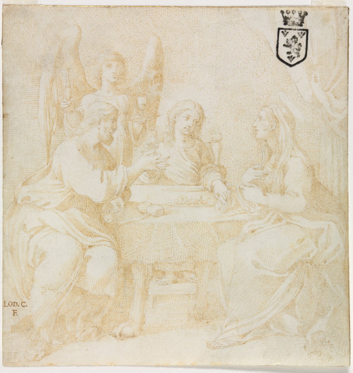 La Sacra Famiglia a tavola servita da un angelo da Unknown artist