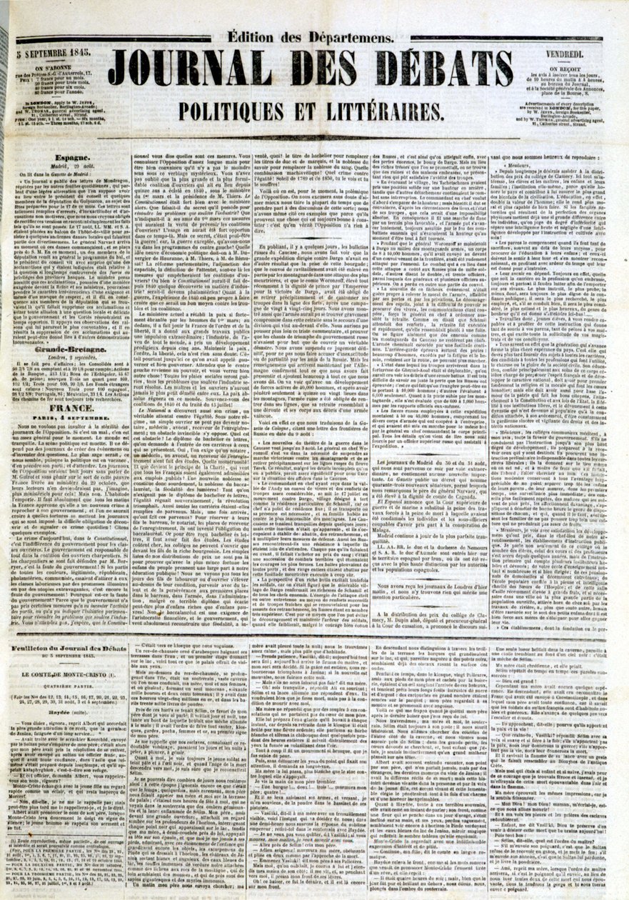 Il Journal des Débats del 05/09/1845 da Unknown artist