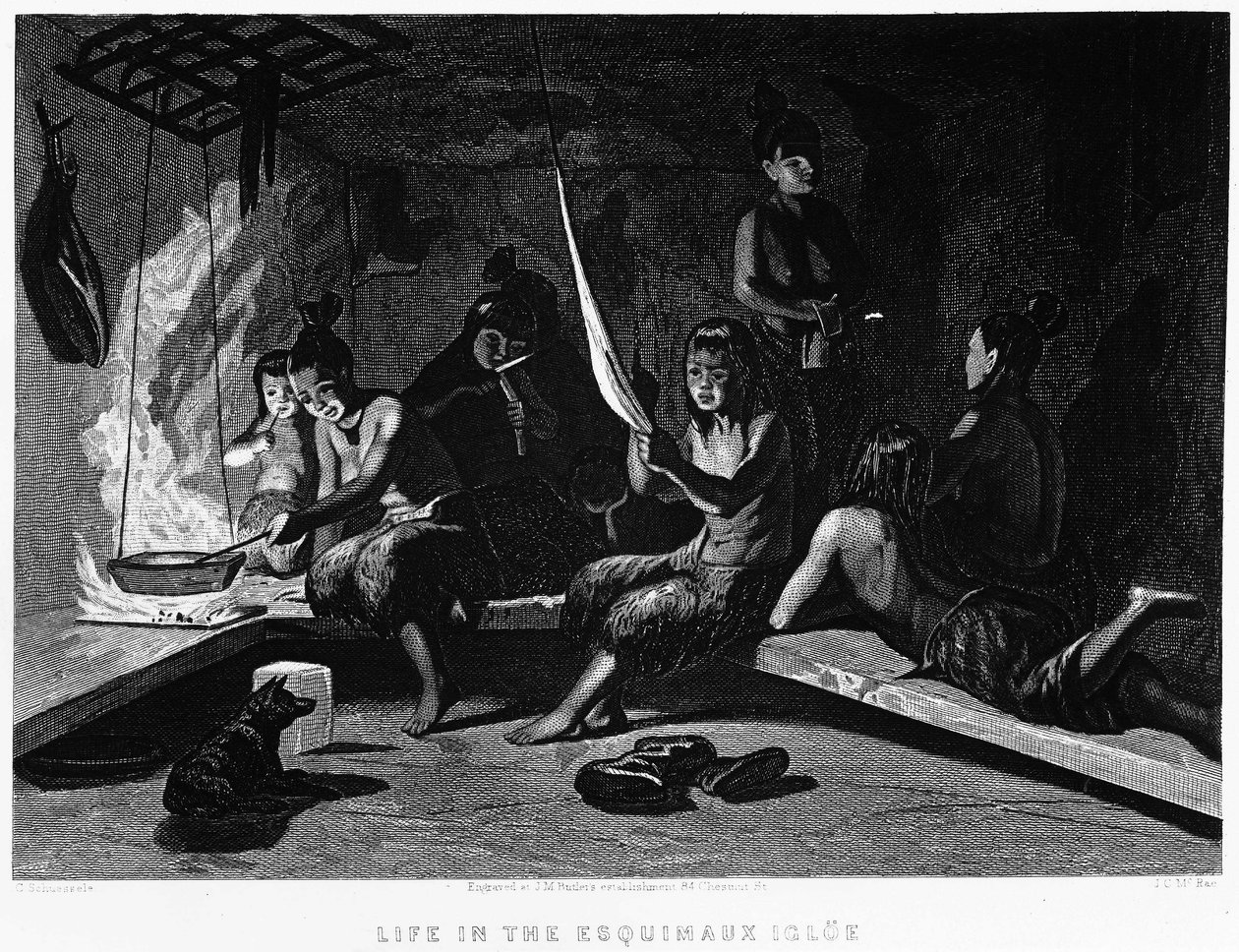 La vita degli eschimesi in un igloo - Elisha Kent Kane, Artic Exploration negli anni 1853-1855, Philadelphia, Childs and Peterson da Unknown artist