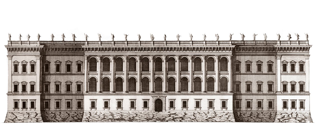 Il Louvre a Parigi, progetto di Gian Lorenzo Bernini: elevazione della facciata principale rivolta verso le Tuileries - Da “Architecture francoise” di Jacques-Francois Blondel - elevazione della facciata principale lato giardino delle Tuileries - progetto  da Unknown artist