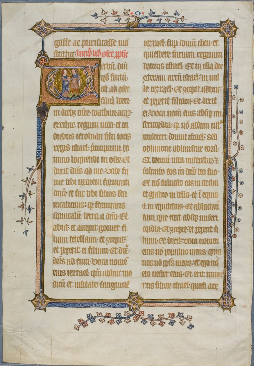 Il matrimonio di Osea e Gomer in una "V" iniziale storicizzata di una Bibbia da Unknown artist
