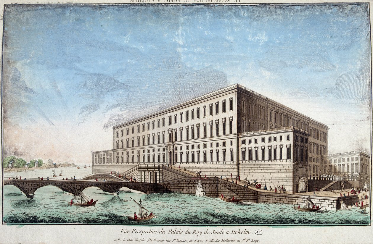 Il Palazzo del Re di Svezia a Stoccolma - incisione da Unknown artist
