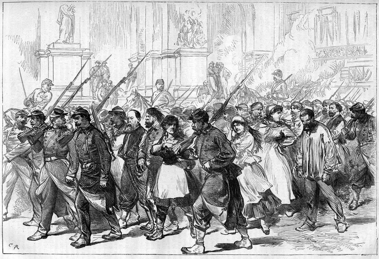 La Comune di Parigi nel 1871. Convoglio di federati (comunardi) prigionieri, che passa attraverso Place de l