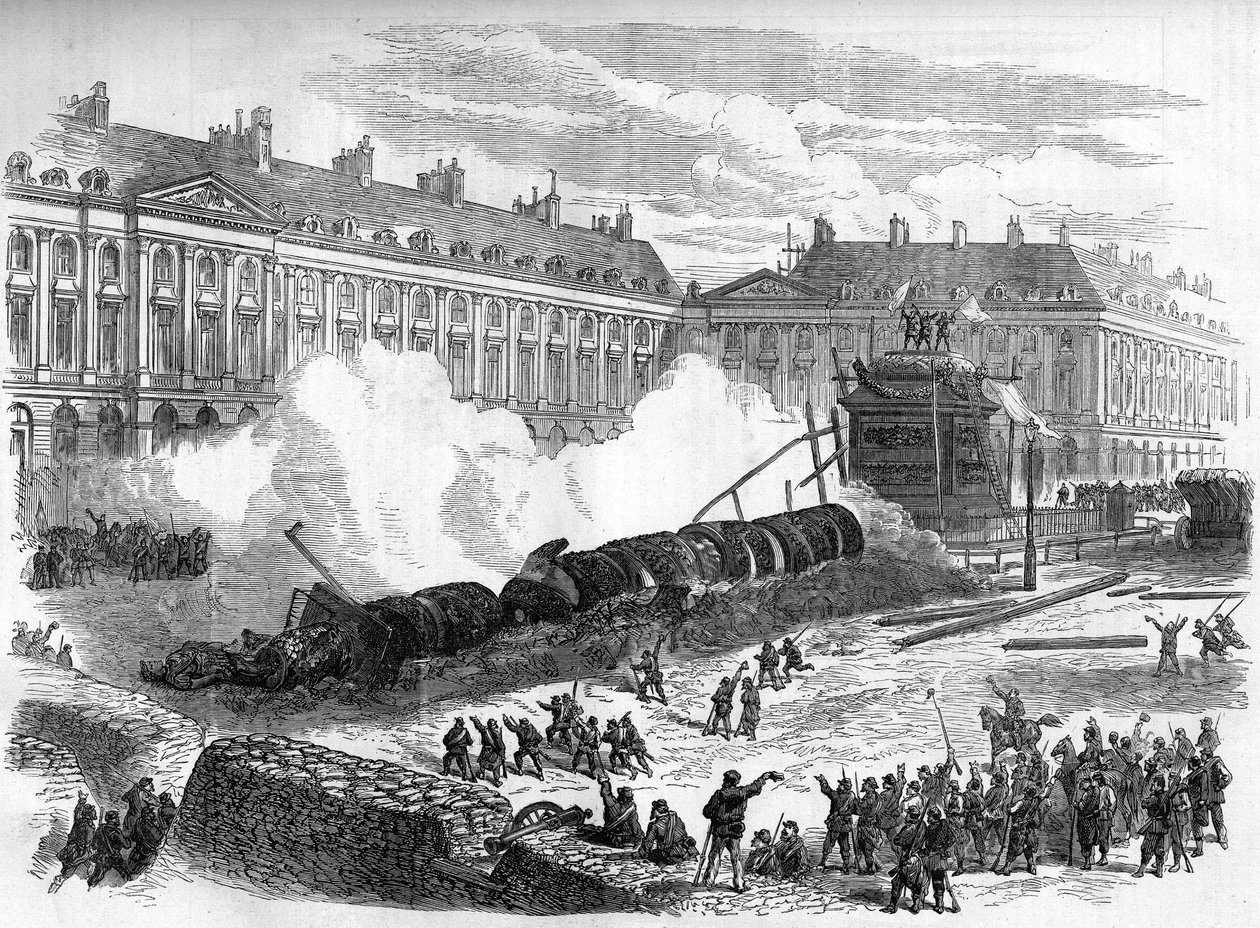 La Comune di Parigi nel 1871. Demolizione della colonna Vendome da parte dei federati (comunardi) il 12 aprile da Unknown artist