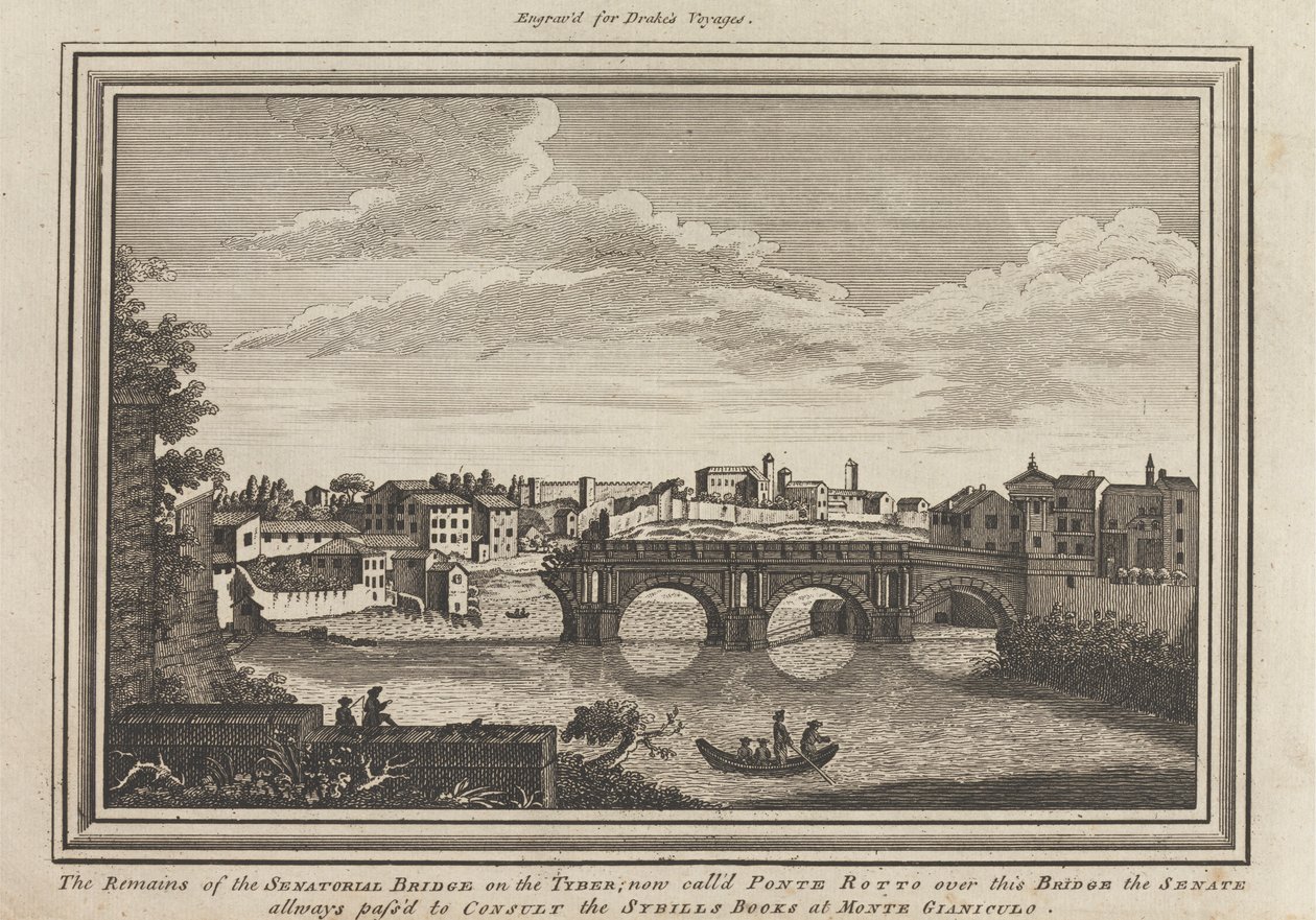 I resti del ponte senatoriale sul Tevere; ora chiamato Ponte Rotto su questo ponte il Senato passava sempre per consultare i libri delle Sibille al Monte Gianicolo da Unknown artist