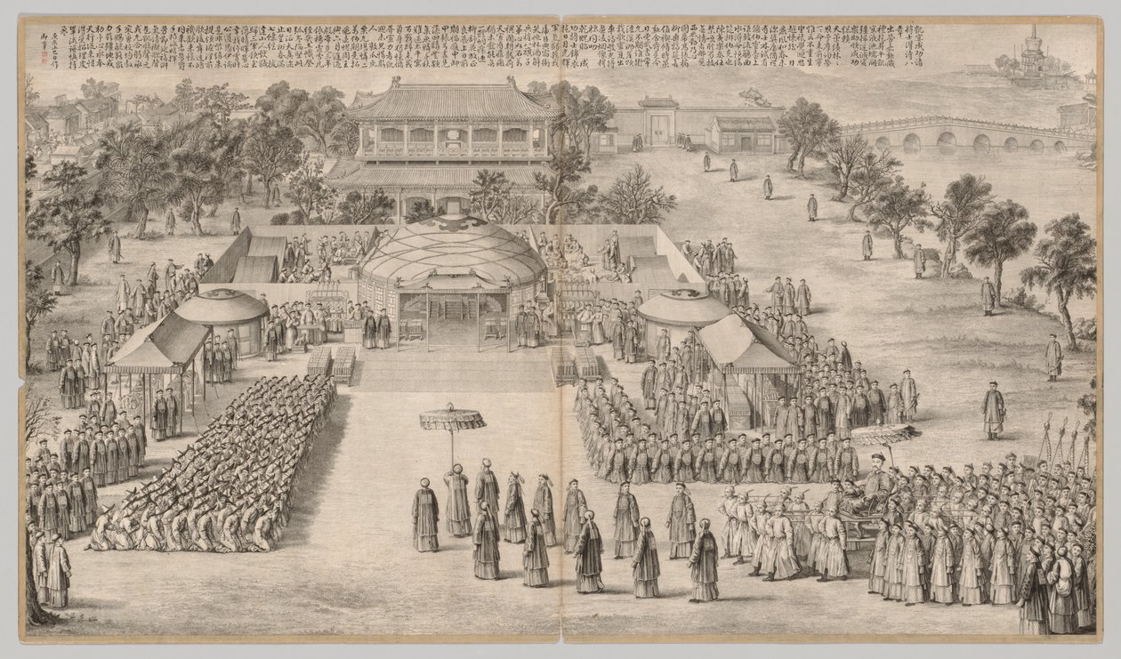 Il banchetto della vittoria: dalle Scene di battaglia della repressione delle ribellioni nelle regioni occidentali, con poesie imperiali da Unknown artist