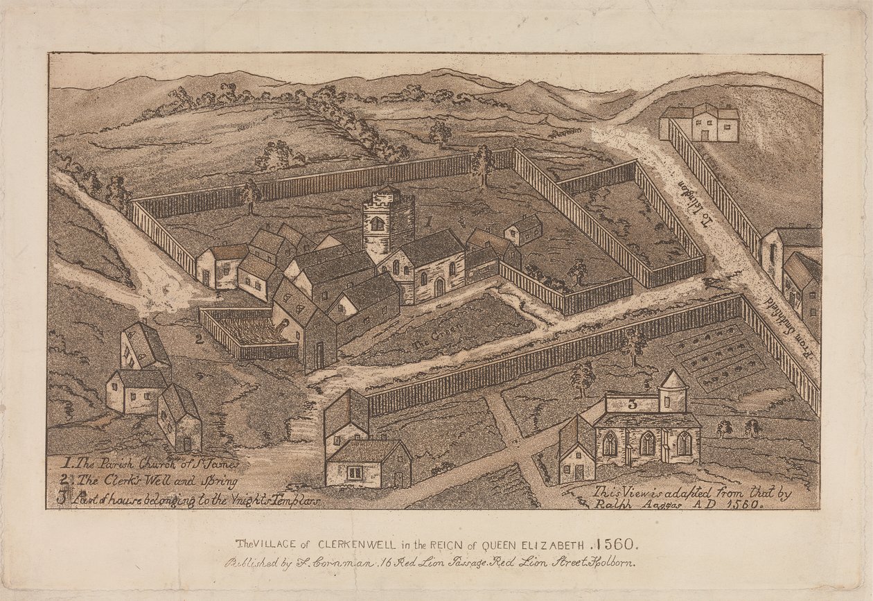 Il Villaggio di Clerkenwell durante il Regno della Regina Elisabetta, 1560 da Unknown artist