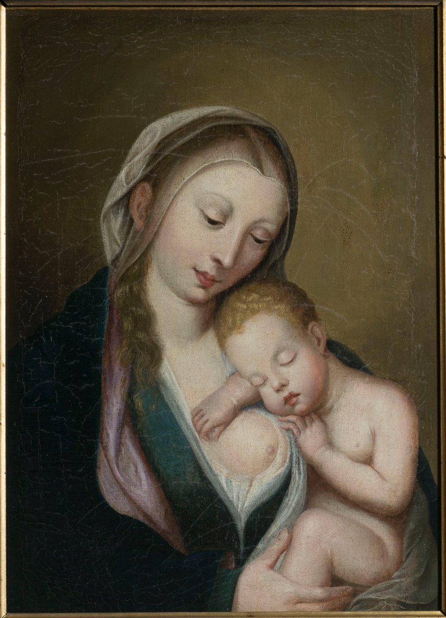La Vergine e il Bambino che dorme sulla sua spalla. XVIII secolo (olio su tela) da Unknown artist