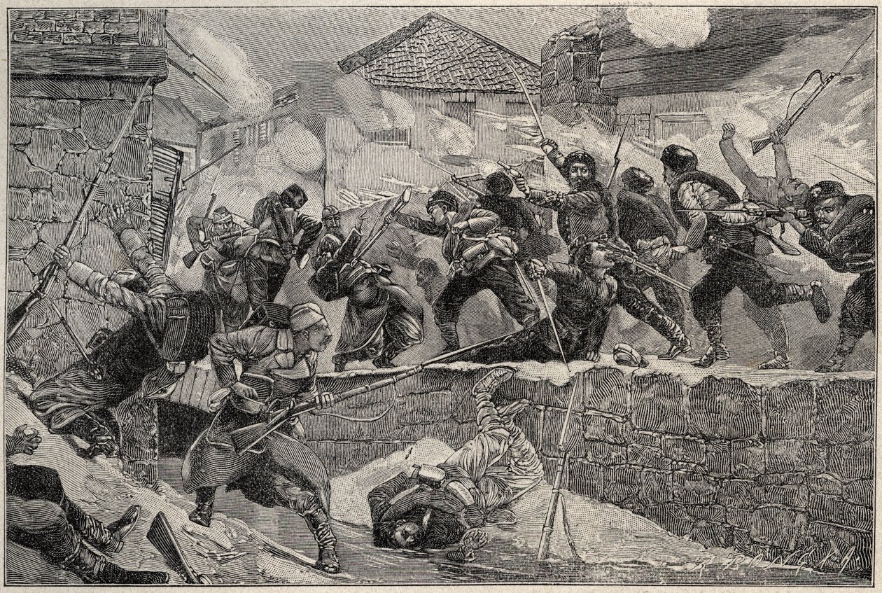 La guerra tra Serbia e Bulgaria, guerra serbo-bulgara 1885 - Battaglia di Pirot, 27.11.1885 da Unknown artist