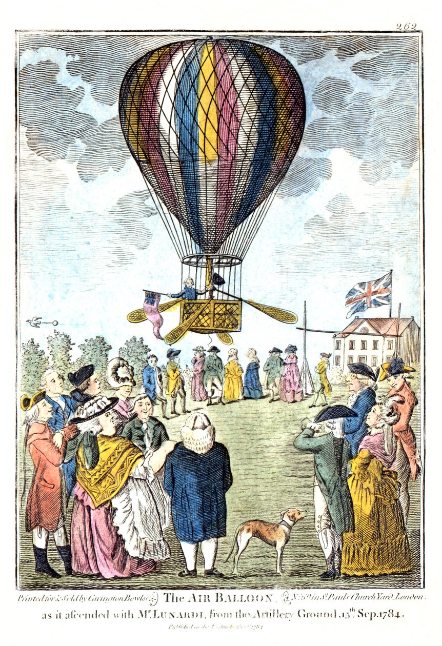 "Il pallone aerostatico mentre ascendeva con Mr Lunardi dal campo di artiglieria, 15 settembre 1784" da Unknown artist
