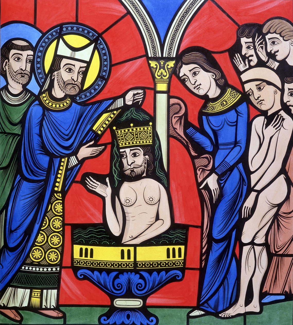 Il battesimo di Cristo. Il collegio è simile a una vetrata della Cattedrale di Le Mans. Tracciato del XIX secolo da Unknown artist